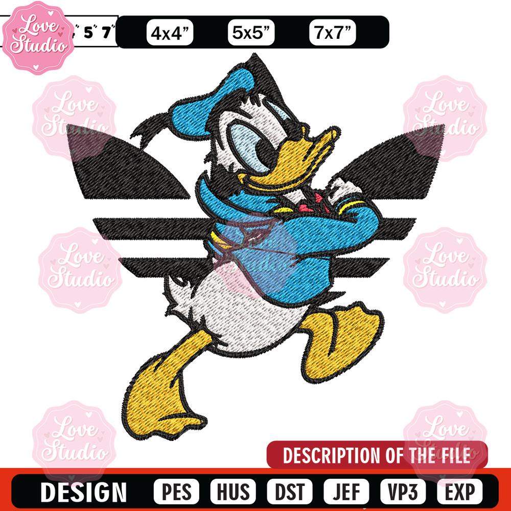 Duck cartoon adidas Embroidery Design, Adidas Embroidery, Brand Embroidery, Embroidery File, Logo shirt,Digital download.jpg