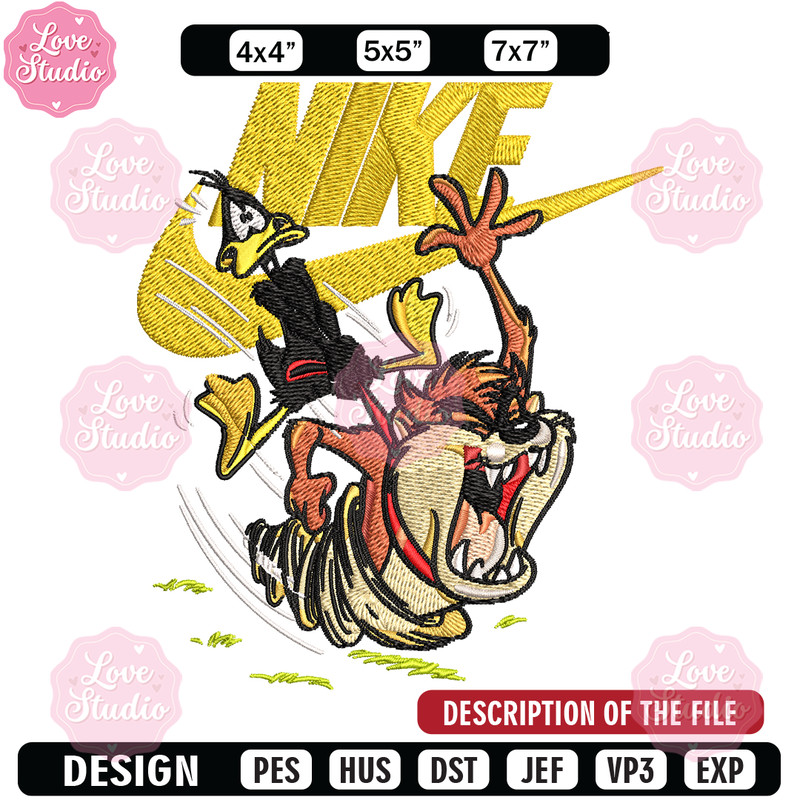 Duffy and Taz Nike Embroidery design, cartoon Embroidery, Nike design, Embroidery file, logo shirt, Instant download.jpg