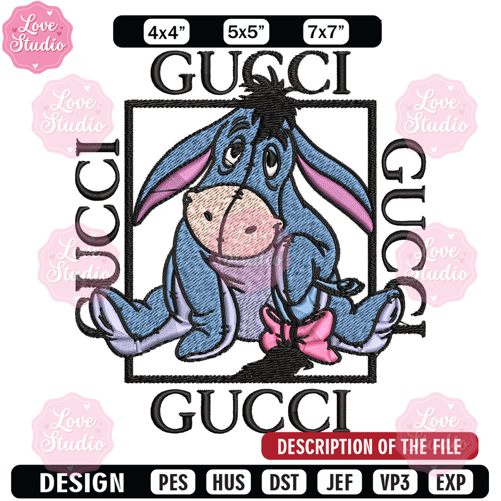 Eeyore Gucci Embroidery design, winnie the pooh Embroidery, cartoon design, Embroidery File, Instant download.jpg