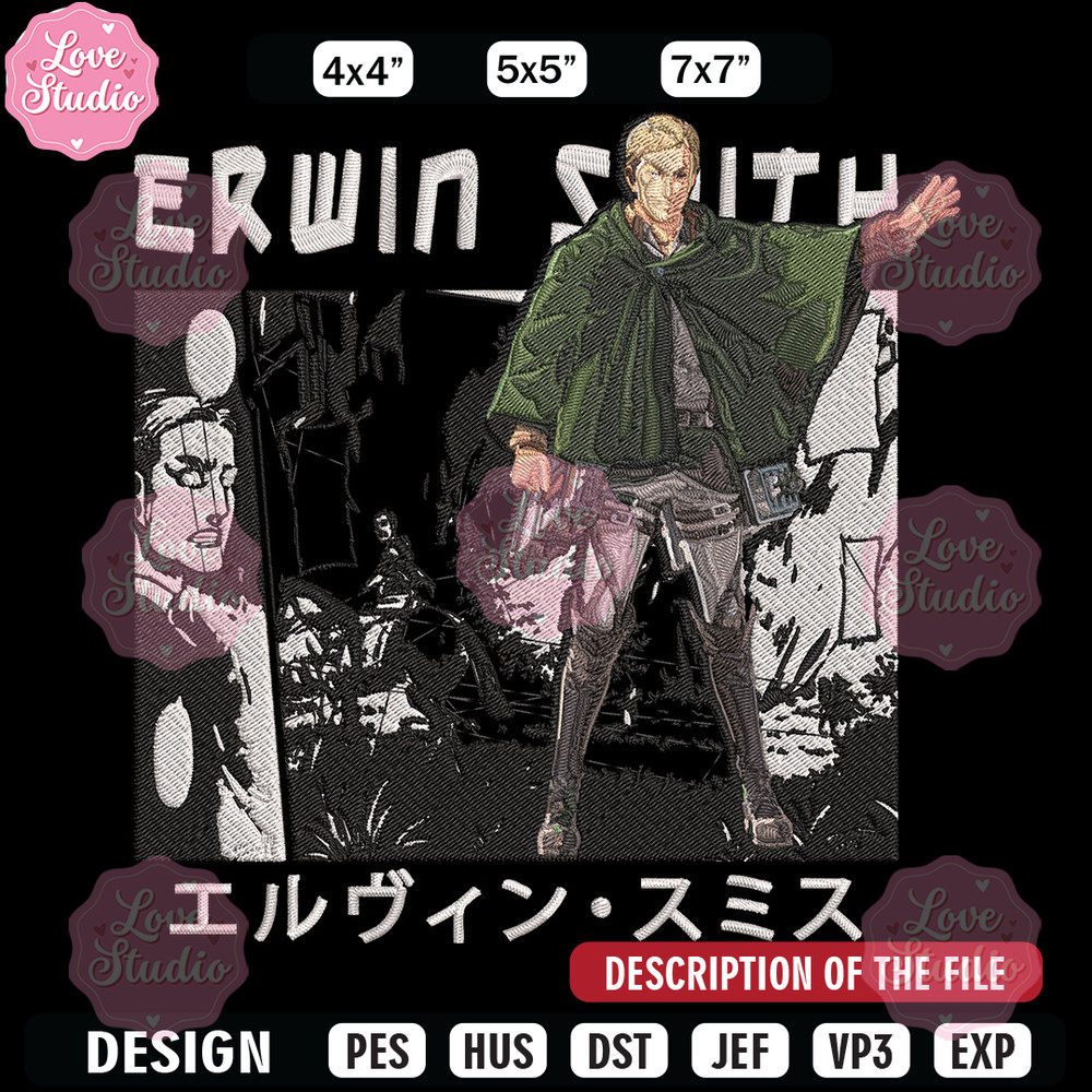 Erwin Smith Embroidery Design, Aot Embroidery, Embroidery File, Anime Embroidery, Anime shirt, Digital download.jpg