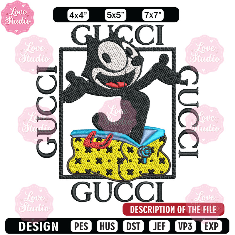 Felix The Cat Gucci Embroidery design, Felix The Cat Embroidery, cartoon design, Embroidery File, Digital download.jpg