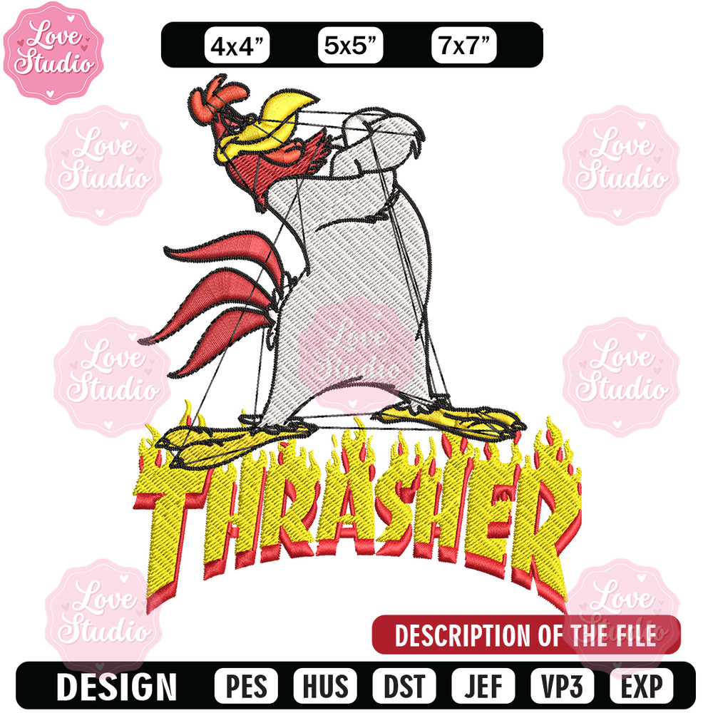 Foghorn Leghorn Thrasher Embroidery design, Foghorn Leghorn Embroidery, logo design, Embroidery File, Instant download.jpg