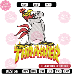foghorn leghorn thrasher embroidery design, foghorn leghorn embroidery, logo design, embroidery file, instant download