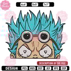 franky peeker embroidery design, one piece embroidery, embroidery file, anime embroidery, anime shirt, digital download