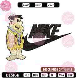 fred flintstone nike embroidery design, fred flintstone embroidery, nike design, embroidery file, instant download