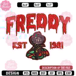freddy krueger embroidery design, freddy horror embroidery, embroidery file, horror design, digital download
