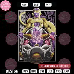frieza form embroidery design, dragonball embroidery,embroidery file, anime embroidery, anime shirt, digital download