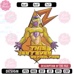 frieza gold embroidery design, dragonball embroidery, embroidery file, anime embroidery, anime shirt, digital download
