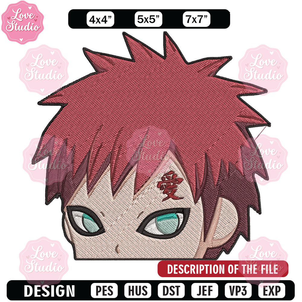 Gaara Peeker Embroidery Design, Naruto Embroidery, Embroidery File, Anime Embroidery,Anime shirt, Digital download.jpg