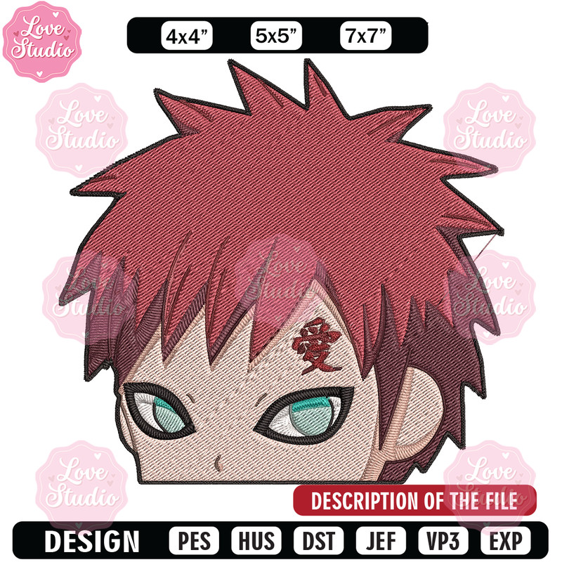 Gaara Peeker Embroidery Design, Naruto Embroidery, Embroidery File, Anime Embroidery,Anime shirt, Digital download.jpg