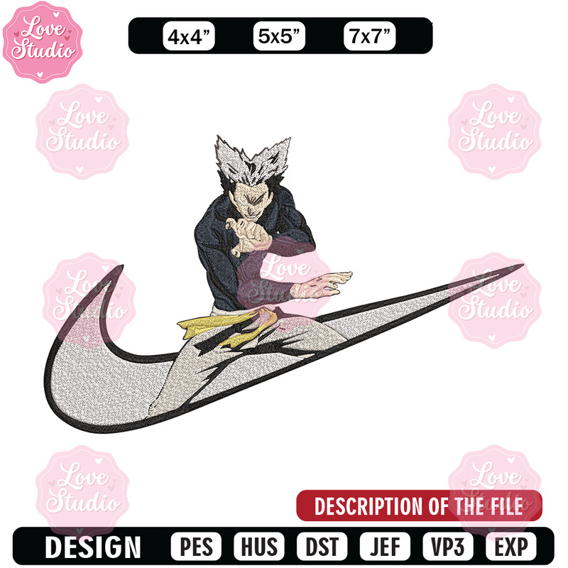 Garou x nike Embroidery Design, One punch man Embroidery, Embroidery File,Nike Embroidery, Anime shirt, Digital download.jpg