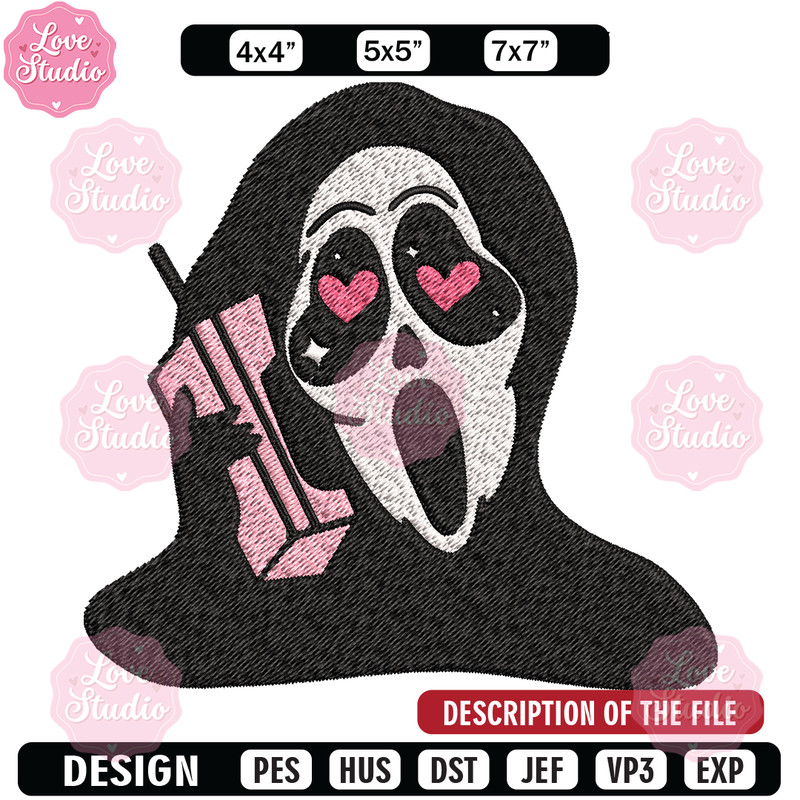 Ghost Face Call Me Embroidery design, Ghost Face Embroidery, Embroidery File, Horror design, Digital download.jpg
