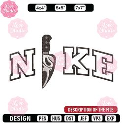 ghostface knife embroidery design, ghostface knife embroidery, nike design, logo shirt, logo shirt, digital download