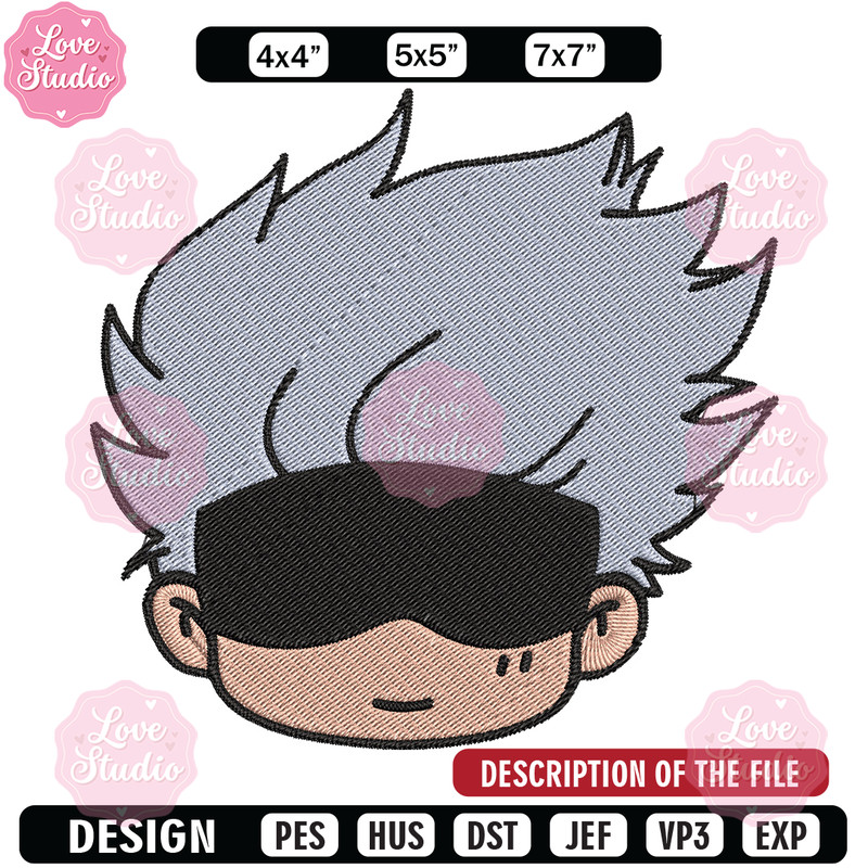 Gojo chibi Embroidery Design, Jujutsu Embroidery, Embroidery File, Anime Embroidery, Anime shirt, Digital download.jpg