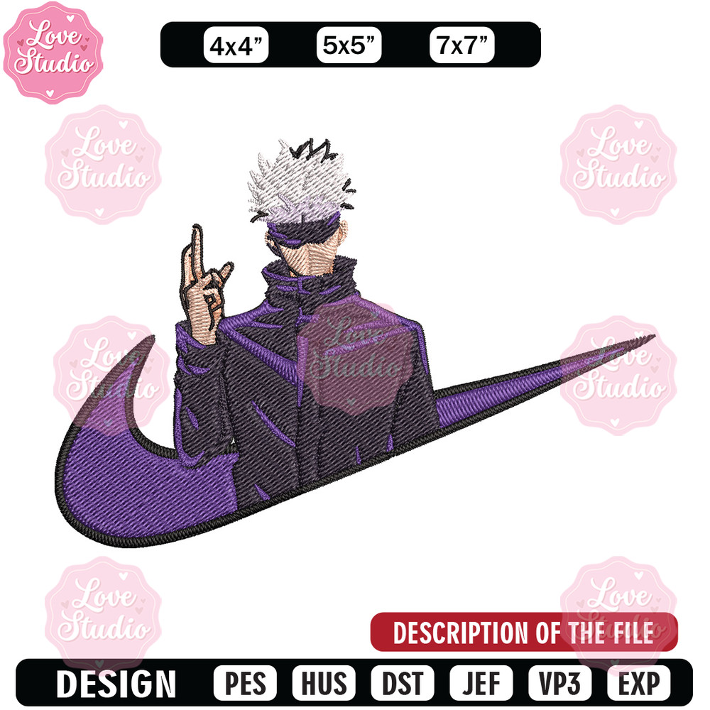 Gojo x nike Embroidery Design, Jujutsu Embroidery, Embroidery File, Nike Embroidery, Anime shirt, Digital download.jpg