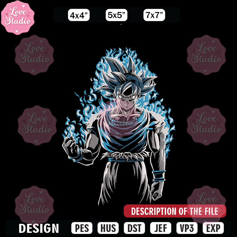 Goku ultra Embroidery Design, Dragonball Embroidery, Embroidery File, Anime Embroidery, Anime shirt, Digital download.jpg