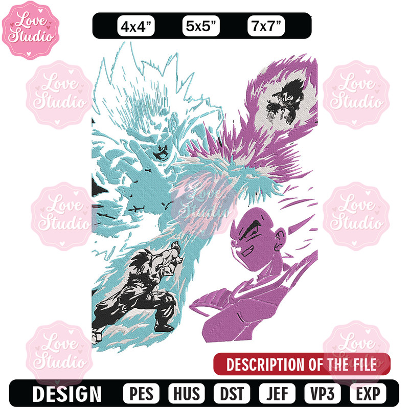 Goku vs Vegeta Embroidery Design, Dragonball Embroidery, Embroidery File, Anime Embroidery, Anime shirt,Digital download.jpg