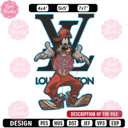 goofy x lv embroidery design, lv embroidery, embroidery file, anime embroidery, anime shirt, digital download