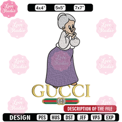 granny gucci embroidery design, granny gucci cartoon embroidery, cartoon design, embroidery file, instant download