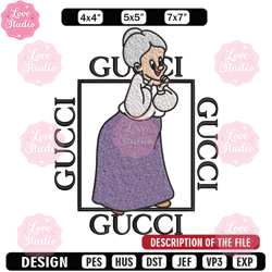 granny gucci embroidery design, granny gucci embroidery, cartoon design, embroidery file, gucci logo, digital download