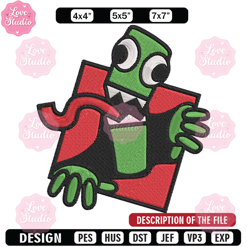 Green Rainbow Embroidery Design, Rainbow Friends Embroidery, Embroidery File, Anime Embroidery, Digital download 1.jpg