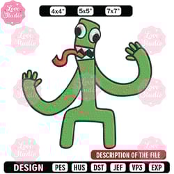 green rainbow embroidery design, rainbow friends embroidery, embroidery file, anime embroidery, digital download