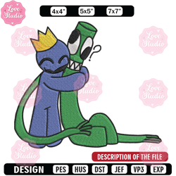 green x blue rainbow embroidery design, rainbow friends embroidery, embroidery file, anime embroidery, digital download