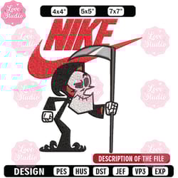 grim cartoon nike embroidery design, grim cartoon embroidery, nike design, embroidery file, logo shirt, instant download