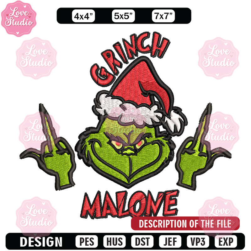 Grinch Middle Finger Embroidery design, Grinch christmas Embroidery, Embroidery File, Grinch design, Instant download.jpg