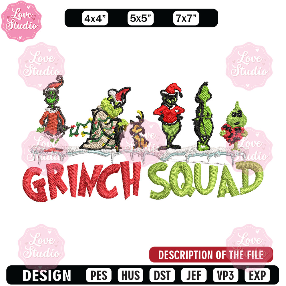 Grinch squad christmas Embroidery design, Grinch Christmas Embroidery, Grinch design, Embroidery File, Digital download.jpg