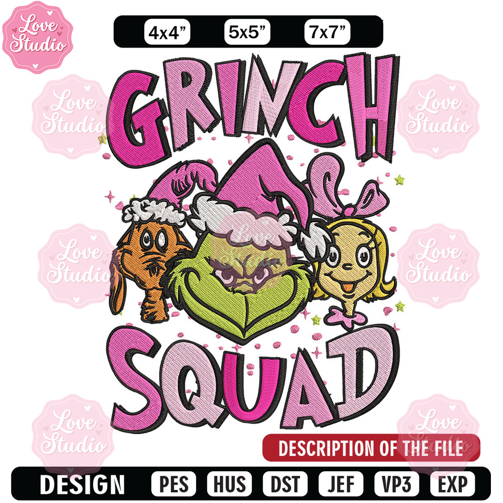 Grinch squad Embroidery Design, Grinch Embroidery, Embroidery File, Chrismas Embroidery, Anime shirt, Digital download 1.jpg
