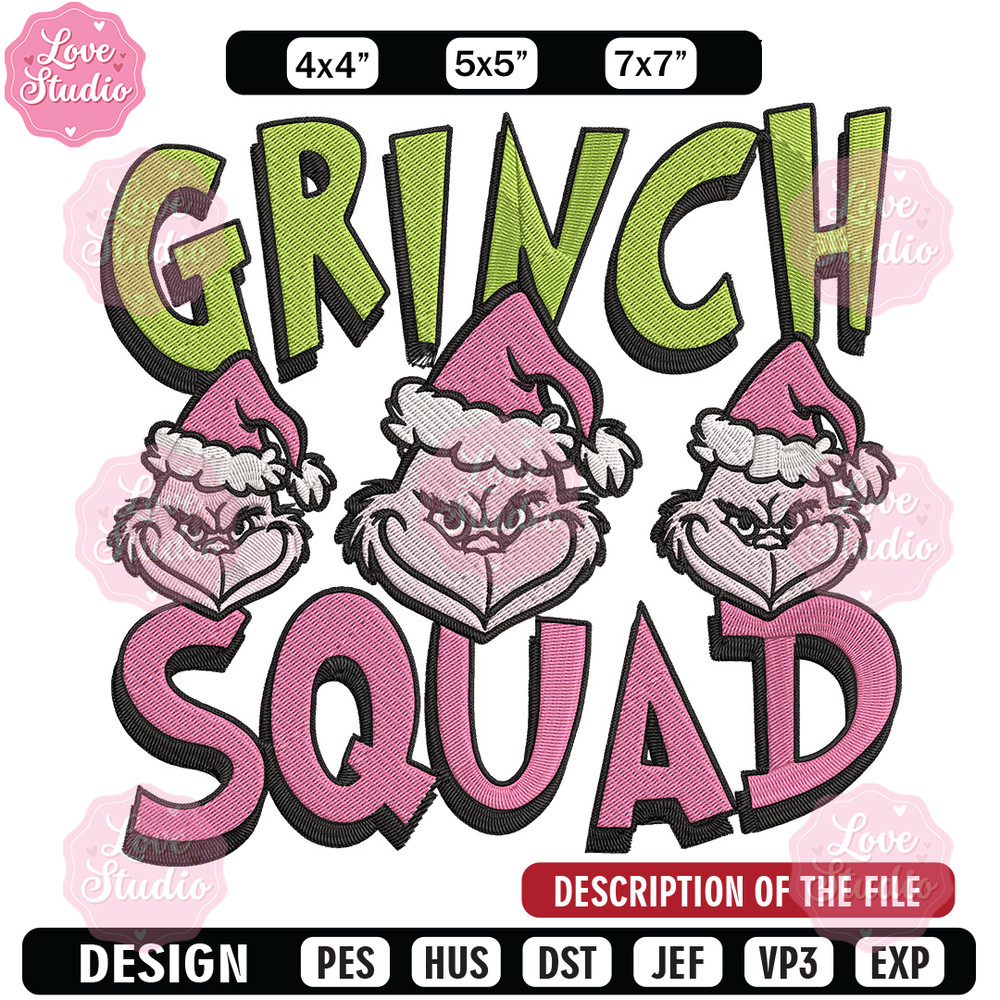 Grinch squad Embroidery Design, Grinch Embroidery, Embroidery File, Chrismas Embroidery, Anime shirt, Digital download.jpg