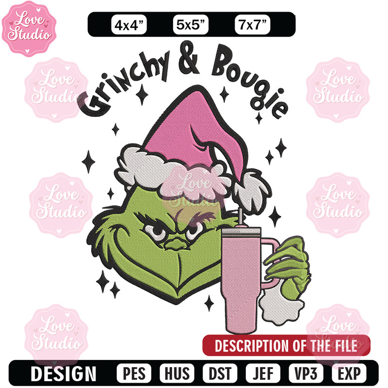 Grinchy bougie Embroidery Design, Grinch Embroidery, Embroidery File,Chrismas Embroidery, Anime shirt, Digital download.jpg