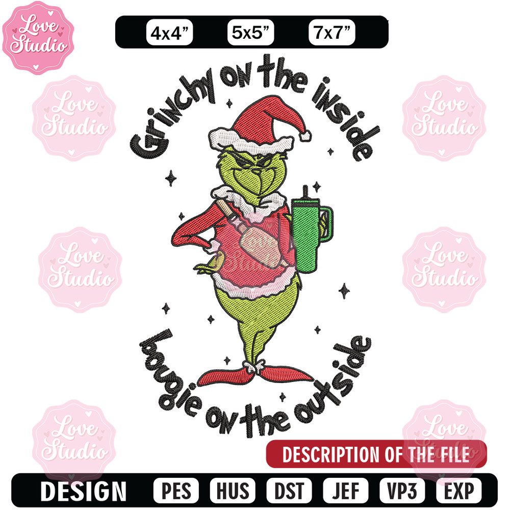 Grinchy Embroidery Design, Grinch Embroidery, Embroidery File, Chrismas Embroidery, Anime shirt, Digital download 1.jpg