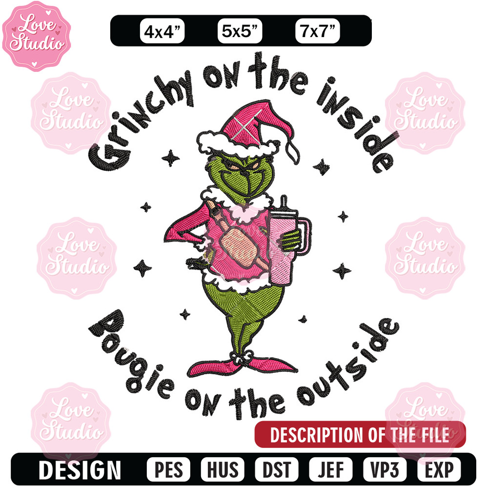 Grinchy Embroidery Design, Grinch Embroidery, Embroidery File, Chrismas Embroidery, Anime shirt, Digital download.jpg