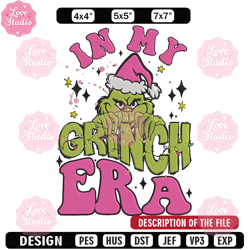 grinchy era embroidery design, grinch embroidery, embroidery file,chrismas embroidery, anime shirt, digital download