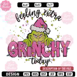 grinchy today embroidery design, grinch embroidery, embroidery file,chrismas embroidery, anime shirt, digital download