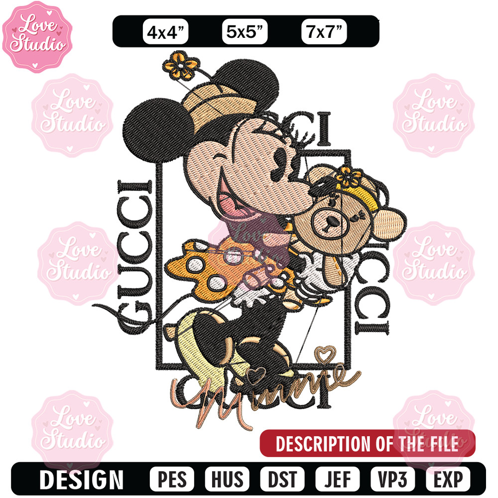 Gucci Minnie mouse Embroidery design, Gucci Embroidery, Disney design, Embroidery File, cartoon shirt, Instant download.jpg