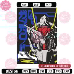 gundam robot embroidery design, gundam embroidery, embroidery file, anime embroidery,anime shirt, digital download