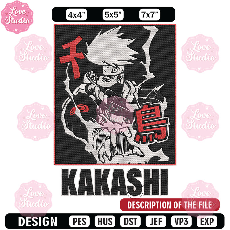 Hatake Kakashi Embroidery Design, Naruto Embroidery, Embroidery File, Anime Embroidery, Anime shirt, Digital download.jpg