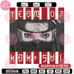 hatake kakashi embroidery design, naruto embroidery, embroidery file, anime embroidery, anime shirt,digital download