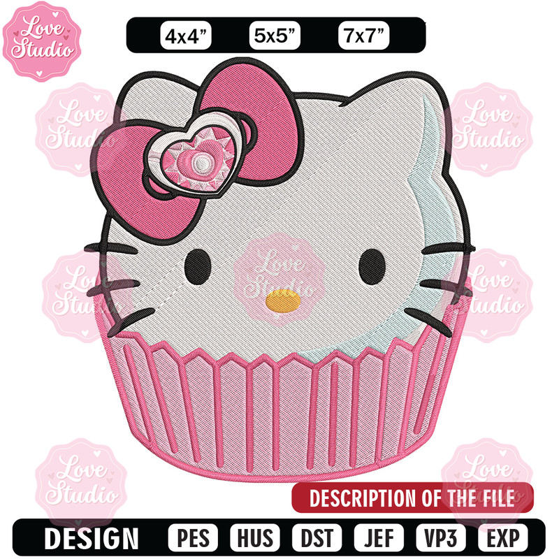 Hello Kitty cake Embroidery Design, Hello kitty Embroidery, Embroidery File, Anime Embroidery, Digital download.jpg