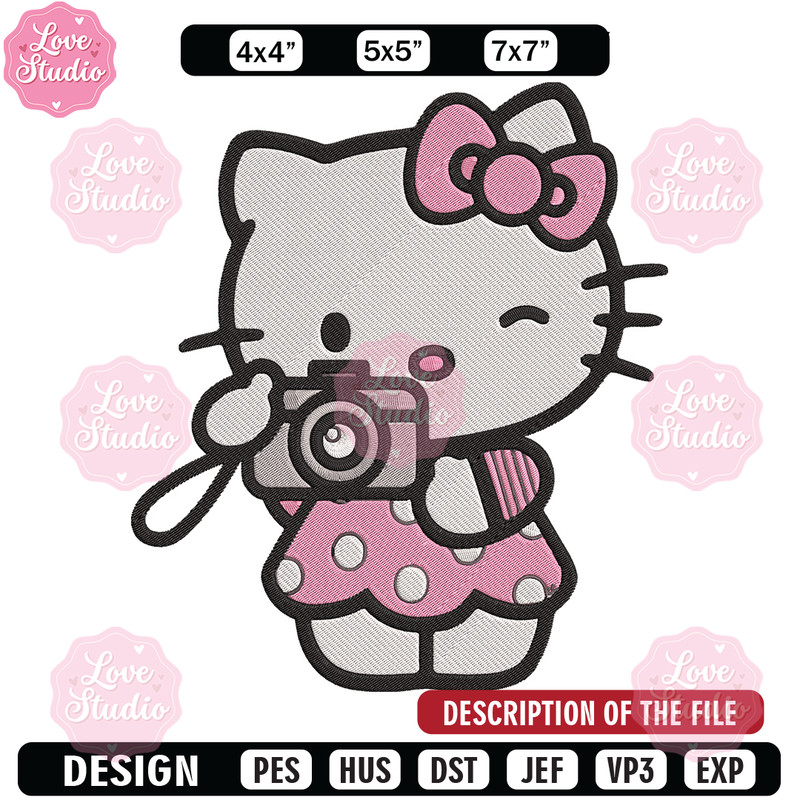 Hello kitty camera Embroidery Design, Hello kitty Embroidery, Embroidery File, Anime Embroidery, Digital download.jpg