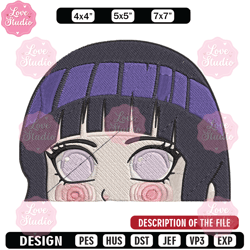 hinata chibi embroidery design, naruto embroidery, embroidery file, anime embroidery, anime shirt, digital download