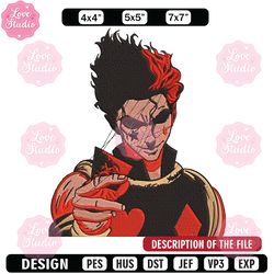 hisoka poster embroidery design, hxh embroidery, embroidery file, anime embroidery, anime shirt, digital download