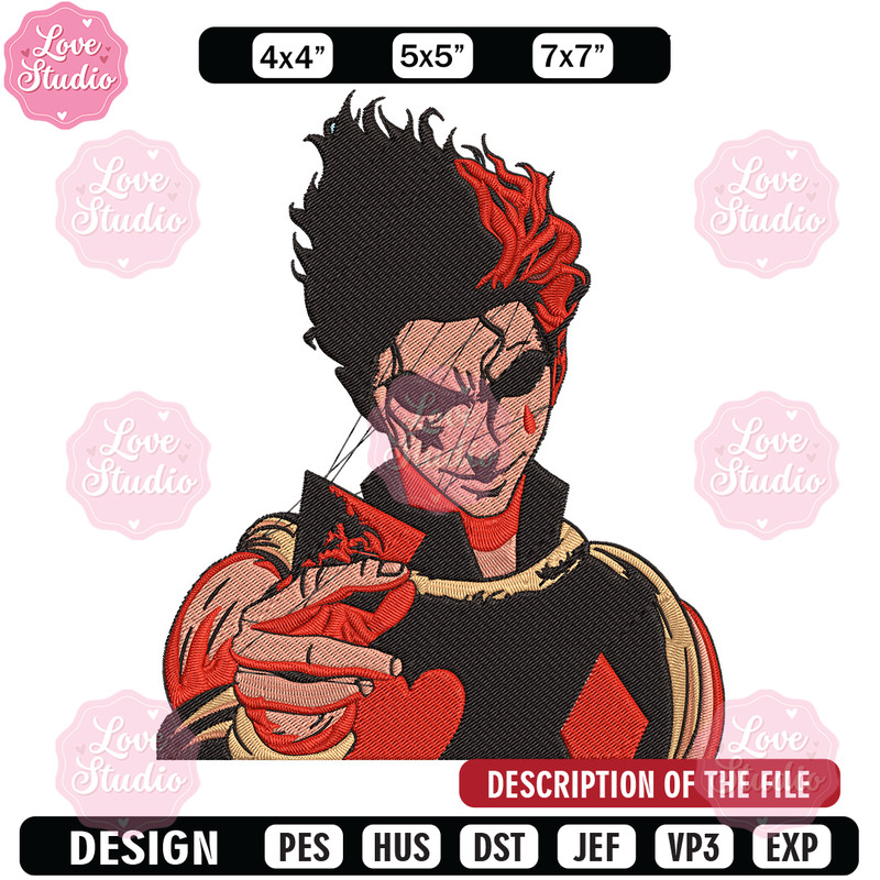 Hisoka Poster Embroidery Design, Hxh Embroidery, Embroidery File, Anime Embroidery, Anime shirt, Digital download.jpg