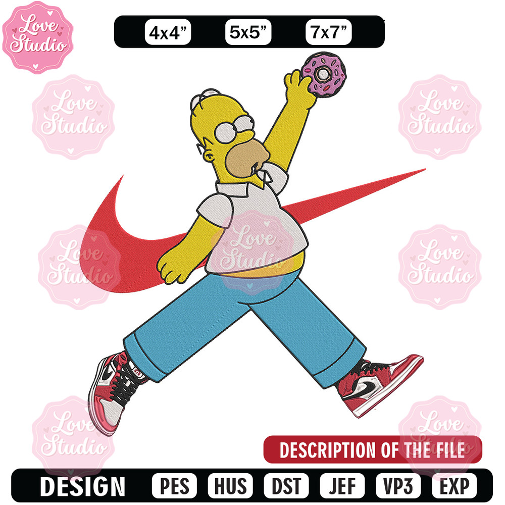 Homer Simpson Embroidery Design, Simpson Embroidery, Embroidery File, Anime Embroidery, Nike shirt, Digital download.jpg