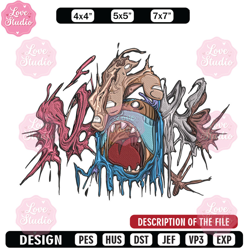 Horror logo Embroidery Design, Horror Embroidery, Embroidery File, Anime Embroidery, Anime shirt, Digital download.jpg