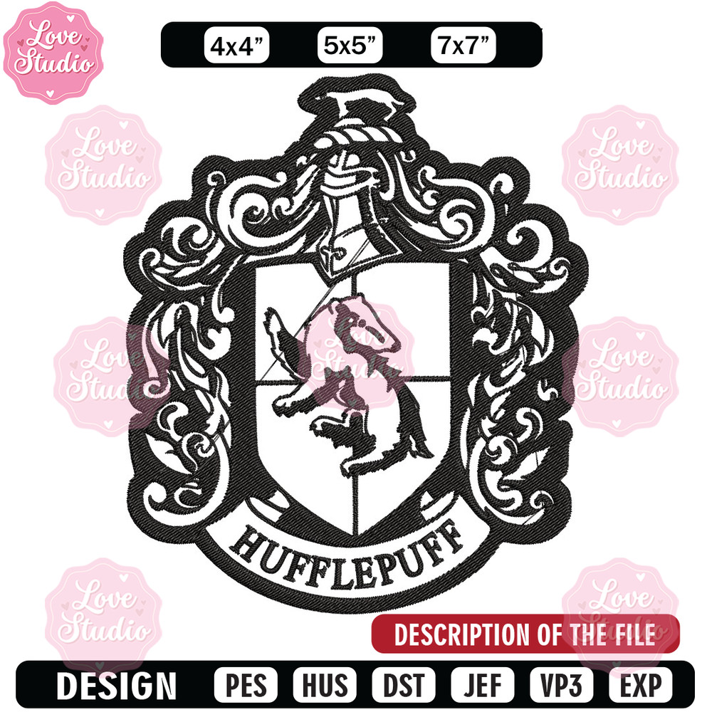 Hufflepuff Crest Embroidery Design, logo Embroidery, Embroidery File, logo shirt, Embroidery design, Digital download.jpg