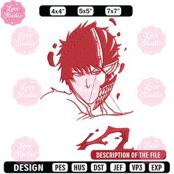 ichigo poster embroidery design, bleach embroidery, embroidery file, anime embroidery, anime shirt, digital download